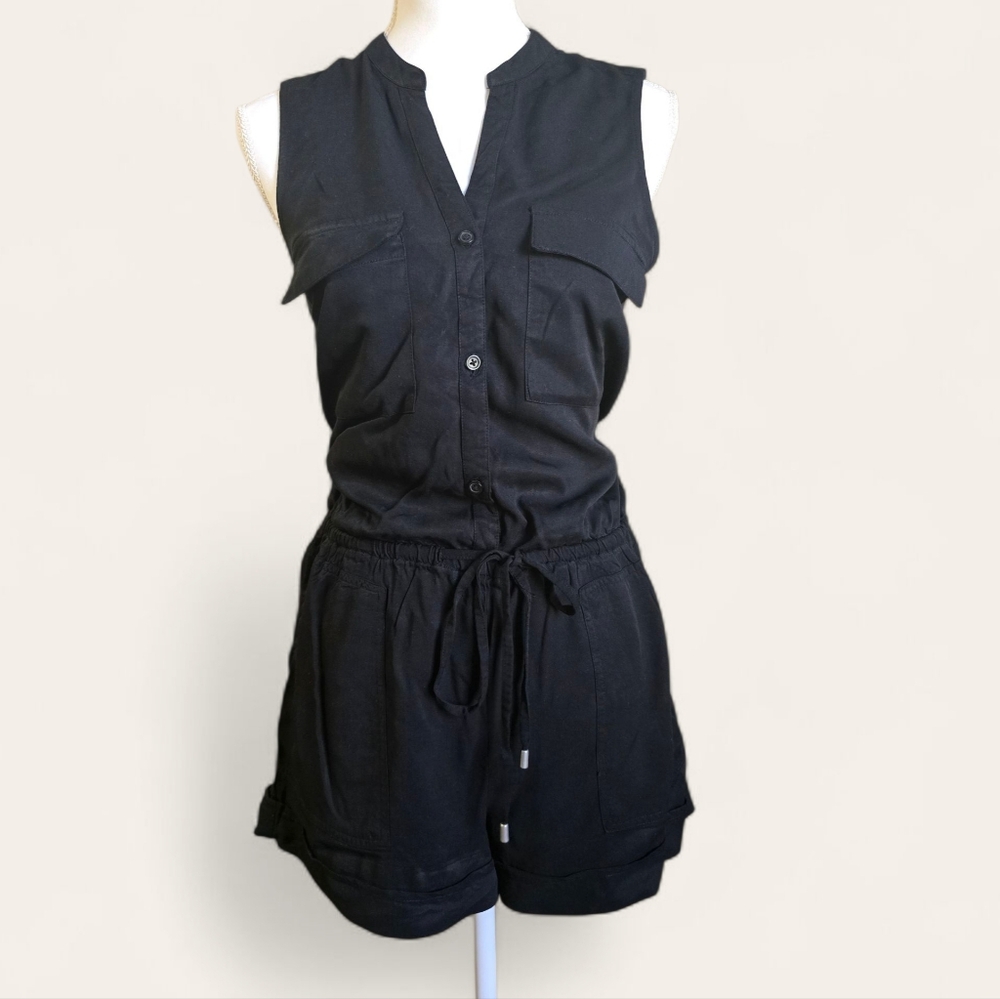 Mossimo Supply Co. Black Button-Front Romper